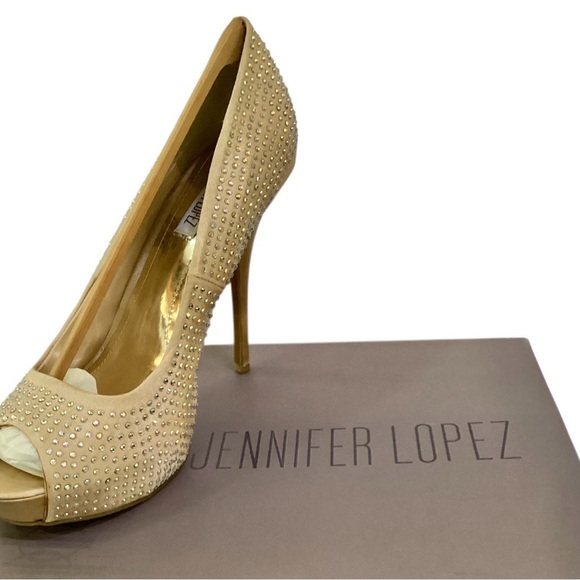 Jennifer Lopez Bling Blush Crystal Rhinestones Cocktail High Heels Pump Size 9.5 - Picture 6 of 7